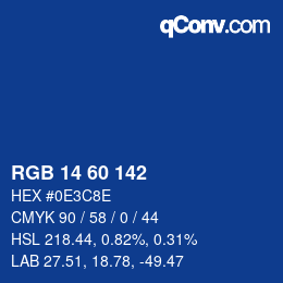 カラーコード: RGB 14 60 142 | qconv.com