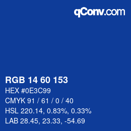 Color code: RGB 14 60 153 | qconv.com