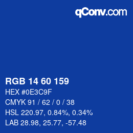 Color code: RGB 14 60 159 | qconv.com