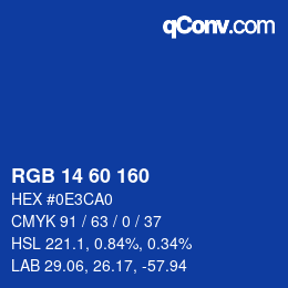 颜色代码: RGB 14 60 160 | qconv.com