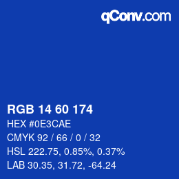 Color code: RGB 14 60 174 | qconv.com