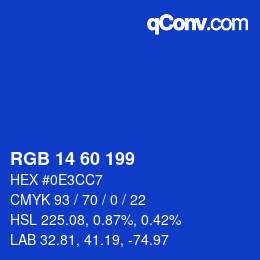 Color code: RGB 14 60 199 | qconv.com