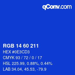 カラーコード: RGB 14 60 211 | qconv.com