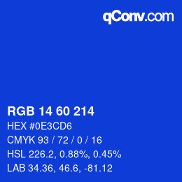 カラーコード: RGB 14 60 214 | qconv.com