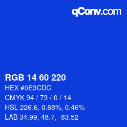 カラーコード: RGB 14 60 220 | qconv.com