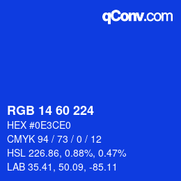 カラーコード: RGB 14 60 224 | qconv.com