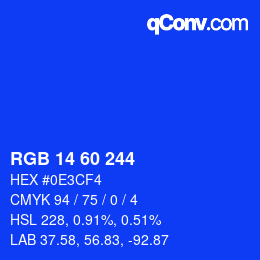 カラーコード: RGB 14 60 244 | qconv.com
