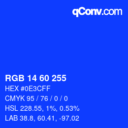 カラーコード: RGB 14 60 255 | qconv.com