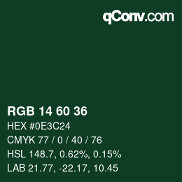 カラーコード: RGB 14 60 36 | qconv.com