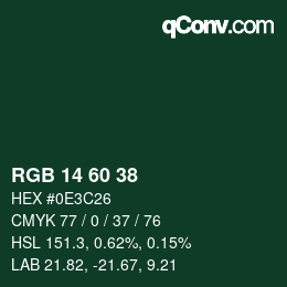 カラーコード: RGB 14 60 38 | qconv.com