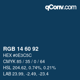 Color code: RGB 14 60 92 | qconv.com