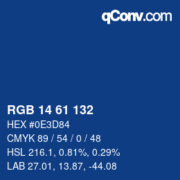 カラーコード: RGB 14 61 132 | qconv.com