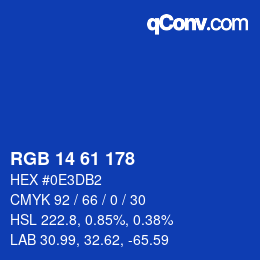 颜色代码: RGB 14 61 178 | qconv.com