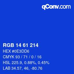 Color code: RGB 14 61 214 | qconv.com