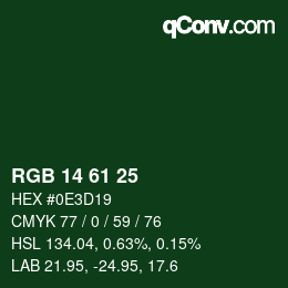 カラーコード: RGB 14 61 25 | qconv.com