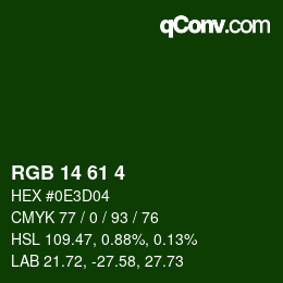 Color code: RGB 14 61 4 | qconv.com