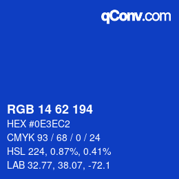 Color code: RGB 14 62 194 | qconv.com