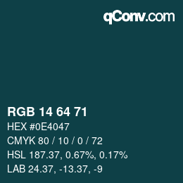 カラーコード: RGB 14 64 71 | qconv.com