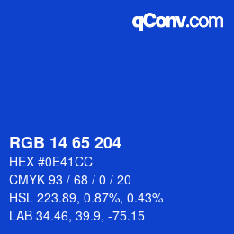 カラーコード: RGB 14 65 204 | qconv.com