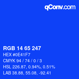 カラーコード: RGB 14 65 247 | qconv.com