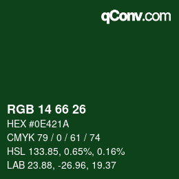 カラーコード: RGB 14 66 26 | qconv.com