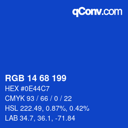 Color code: RGB 14 68 199 | qconv.com