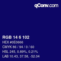 颜色代码: RGB 14 6 102 | qconv.com