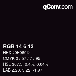颜色代码: RGB 14 6 13 | qconv.com