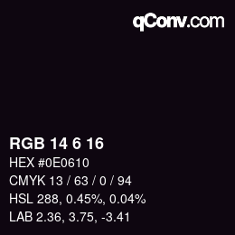 Color code: RGB 14 6 16 | qconv.com