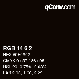 颜色代码: RGB 14 6 2 | qconv.com