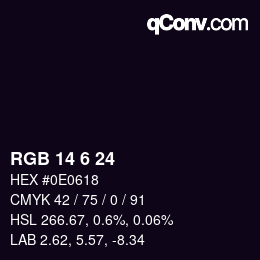 カラーコード: RGB 14 6 24 | qconv.com