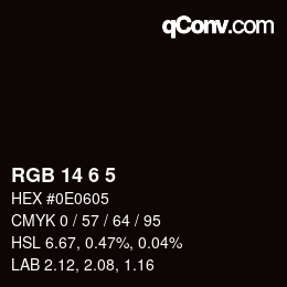 カラーコード: RGB 14 6 5 | qconv.com