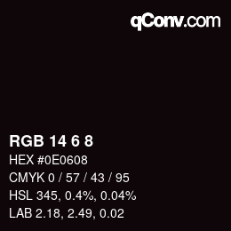 Color code: RGB 14 6 8 | qconv.com