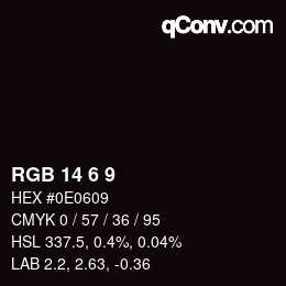 颜色代码: RGB 14 6 9 | qconv.com