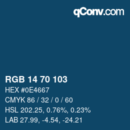 カラーコード: RGB 14 70 103 | qconv.com