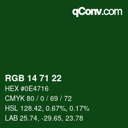 Color code: RGB 14 71 22 | qconv.com