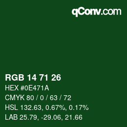 Color code: RGB 14 71 26 | qconv.com