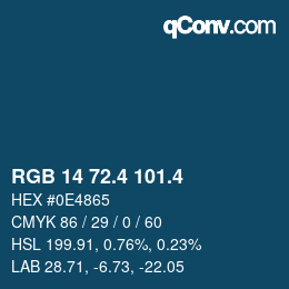 カラーコード: RGB 14 72.4 101.4 | qconv.com