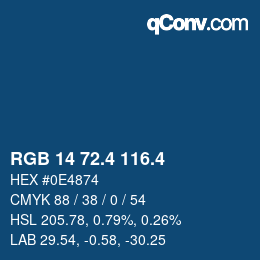 カラーコード: RGB 14 72.4 116.4 | qconv.com