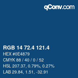カラーコード: RGB 14 72.4 121.4 | qconv.com