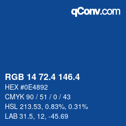 カラーコード: RGB 14 72.4 146.4 | qconv.com