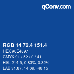カラーコード: RGB 14 72.4 151.4 | qconv.com