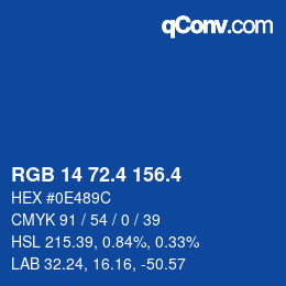 カラーコード: RGB 14 72.4 156.4 | qconv.com