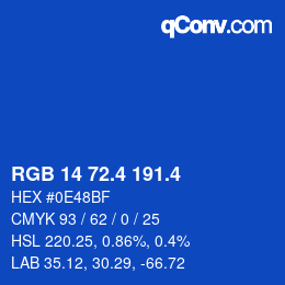 カラーコード: RGB 14 72.4 191.4 | qconv.com