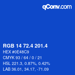 カラーコード: RGB 14 72.4 201.4 | qconv.com