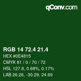 カラーコード: RGB 14 72.4 21.4 | qconv.com