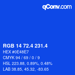 カラーコード: RGB 14 72.4 231.4 | qconv.com