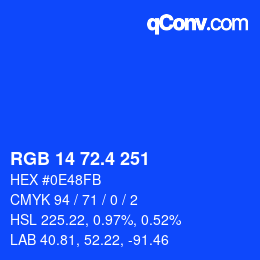 カラーコード: RGB 14 72.4 251 | qconv.com