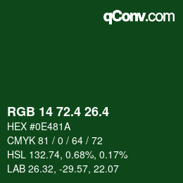 カラーコード: RGB 14 72.4 26.4 | qconv.com