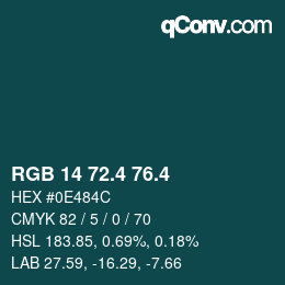 カラーコード: RGB 14 72.4 76.4 | qconv.com